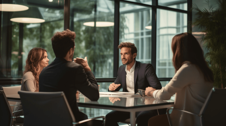 a Fractional CMO talking to his marketing team
