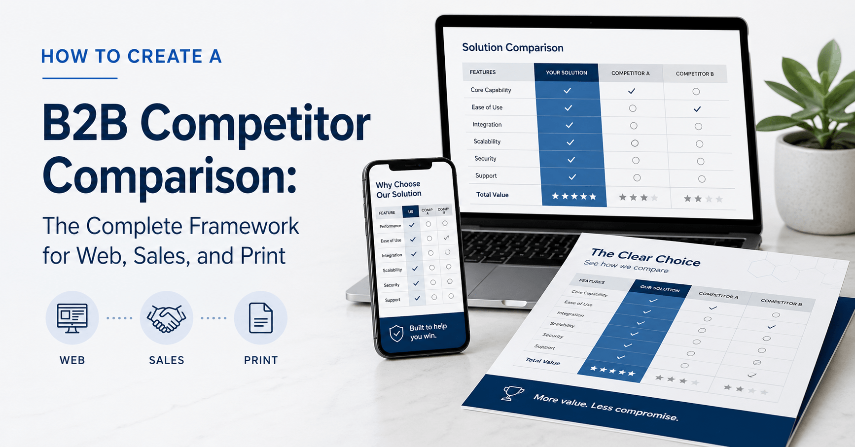 How to Create a B2B Competitor Comparison: The Complete Framework for Web, Sales, and Print
