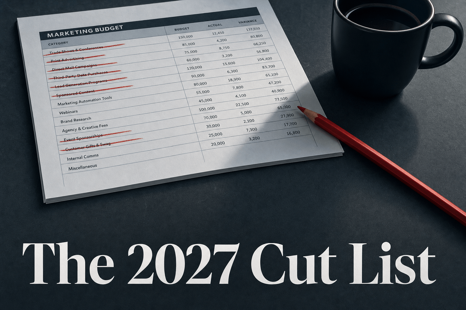 2027 marketing budget cut list, a B2B planning guide from Peter Geisheker of The Geisheker Group, Inc.